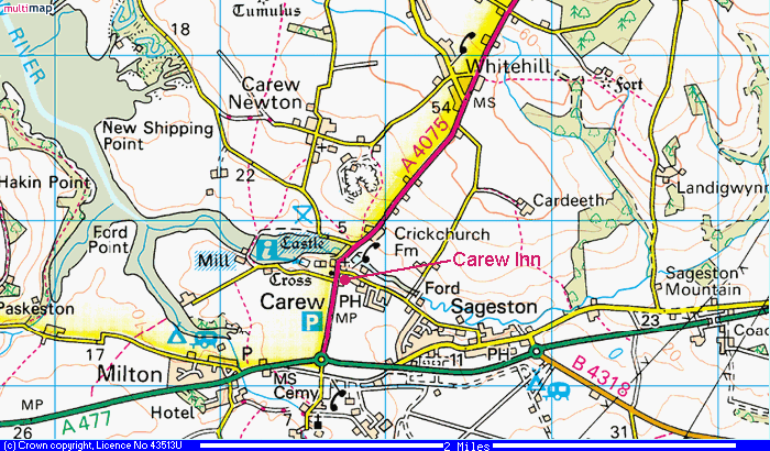 Map of the area around Carew (122K bytes)