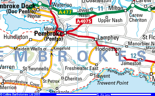 map of the Lamphey area