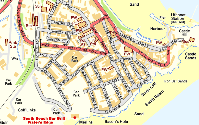 Map of the area around Water's Edge, Tenby